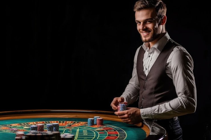 indopools wap live roulette table with dealer and lottery draw schedule overlay on iOS interface